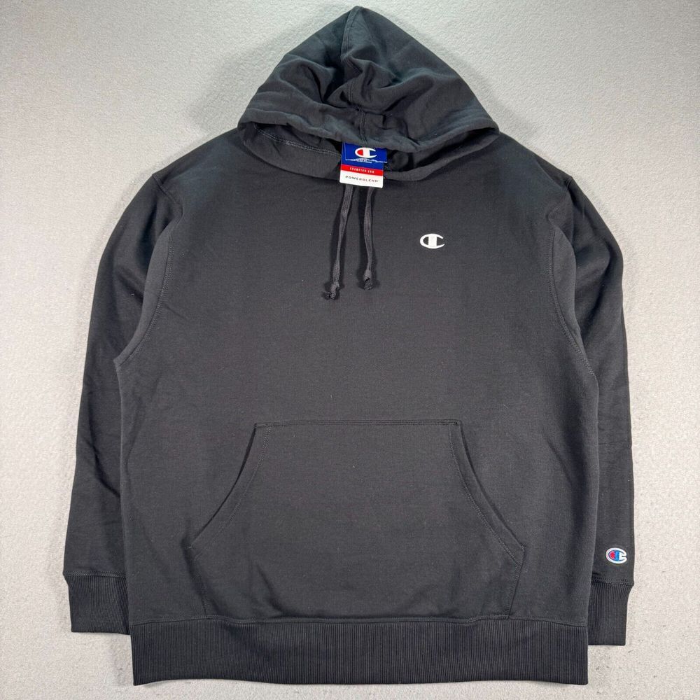 Champion Hoodie Sweatshirt Womens XL Black Oversized Powerblend Fleece Essential
